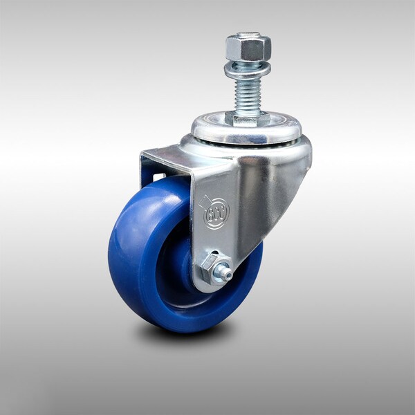 3 Inch SS Solid Polyurethane Wheel Swivel 12mm Threaded Stem Caster SCC